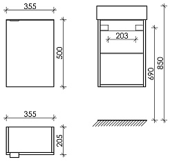 Sancos Тумба с раковиной Mini 35 R белый глянец раковина Element 37/21 R CN5007 – фотография-4