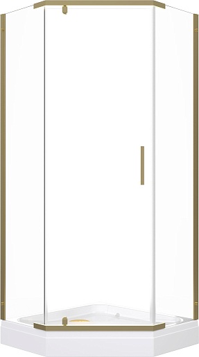 Triton Душевой уголок Дека-Голд 90x90 стекло прозрачное профиль золото с поддоном – фото-1