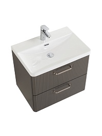 BelBagno Тумба с раковиной Due 50 подвесная Оружейная сталь ручки Матовый атласный никель – фотография-5