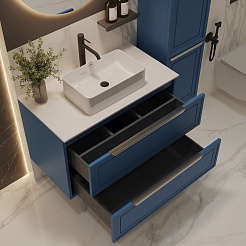 Зов Тумба под раковину Севилья 100 подвесная капри/столешница белая – фотография-8