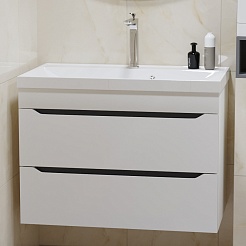 Mixline Мебель для ванной Лайн 80 L подвесная белая – фотография-4