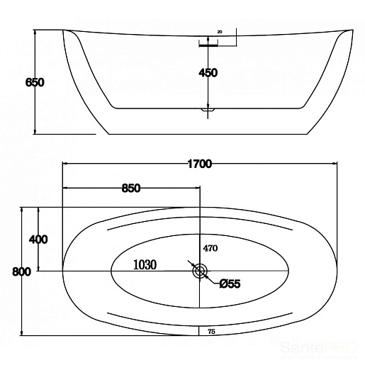 BelBagno Акриловая ванна BB48-1700 – фотография-4