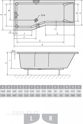 Alpen Акриловая ванна Versys 170 L – фотография-4