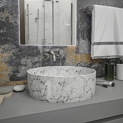 Teymi Раковина накладная Lina D41 T50198 белый мрамор – фотография-8