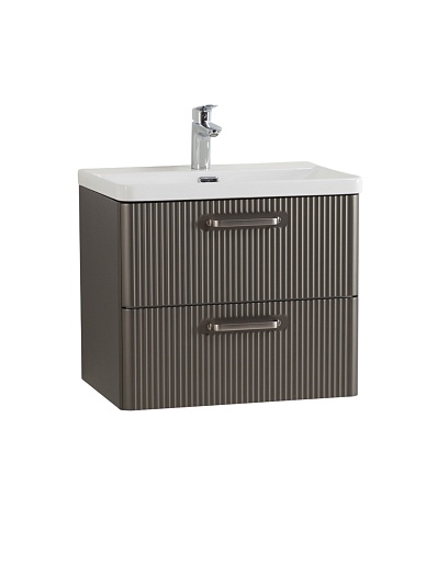 BelBagno Тумба с раковиной Due 50 подвесная Оружейная сталь ручки Матовый атласный никель – фотография-4