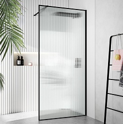 Ceruttispa Душевое ограждение Strip T90 профиль черный стекло гофрированное – фотография-2