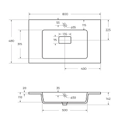 Cezares Тумба с раковиной Slider 80 с 2 ящиками дуб тангент – фотография-25