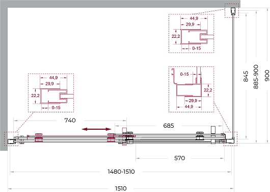 BelBagno Душевой уголок Marino MARINO-2-AH-1-150/90-C-Cr 150x90 профиль хром стекло прозрачное – фотография-10