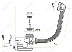 Aessel  Слив-перелив для ванны Aessel АВС 60 см (золото) – фотография-2