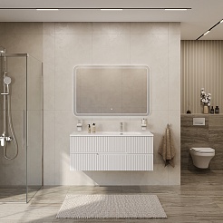 Cezares Тумба с раковиной Duet 120 R подвесная bianco lucido – фотография-9