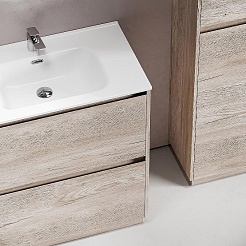 Sancos Тумба с раковиной Libra Floor 80 дуб галифакс натуральный раковина Element 81 CN7005 – фотография-5