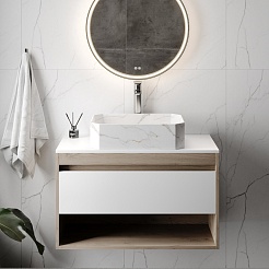 Teymi Раковина накладная Netta 50 T51205 белый мрамор – фотография-8