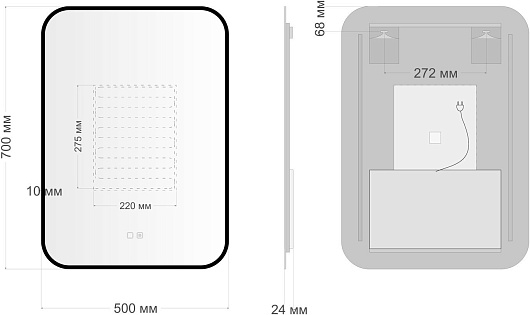 Aquanet Зеркало Контур 50x70 Led TX с подсветкой и антизапотеванием черное – фотография-6