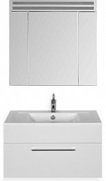 De Aqua Мебель для ванной Кубика 80, зеркало-шкаф Эколь – фотография-1