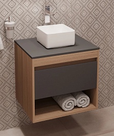 Teymi Тумба с раковиной Ritta 55 дуб эврика/графит матовый подвесная T60523 раковина T50303 – фотография-1