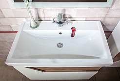 Бриклаер Мебель для ванной Брайтон 80 (Фостер) белая матовая/дуб кера – фотография-6