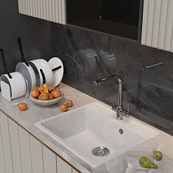 Mixline Мойка кухонная ML-GM15 ультра-белая – фотография-4