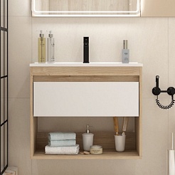 Teymi Тумба с раковиной Vitra 75 подвесная дуб/белый – фотография-3