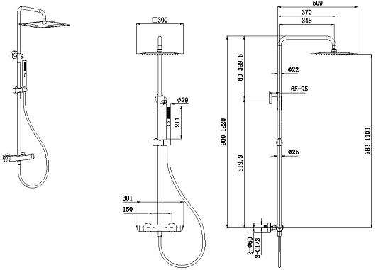 Allen Brau Душевая стойка Infinity 5.21032-31 черный матовый – фотография-6