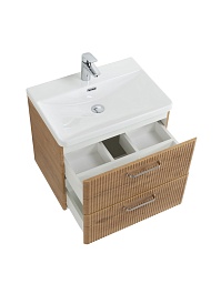 BelBagno Тумба с раковиной Due 50 подвесная Rovere Nature ручки Матовый атласный никель – фотография-10
