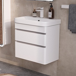 Equil Тумба под раковину Soldi 70 2 ящика подвесная белый софт – фотография-3