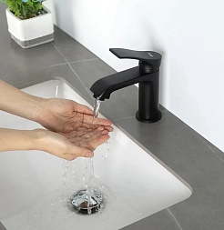 Frap Смеситель для раковины H75 F1075-6 черный – фотография-3