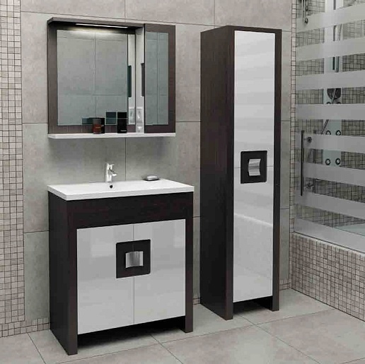  Зеркальный шкаф "Quadro 75" венге – фотография-2