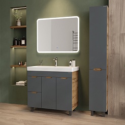 Onika Тумба с раковиной Айленд 90 с б/к графит/дуб крафт – фотография-10