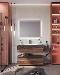 Cezares Тумба с раковиной Slider 100 с 2 ящиками орех дымчатый – фотография-24