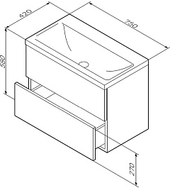 Am.Pm Тумба с раковиной Gem 75 подвесная черная матовая – фотография-11