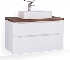 Jorno Тумба с раковиной Wood 100 белая столешница тёмная