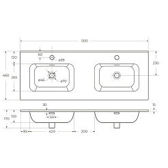 Cezares Тумба с раковиной Eco Cer-N 120 с 4 ящиками bianco lucido CZR-8095-120-2 ручки сатиновое золото – фотография-5
