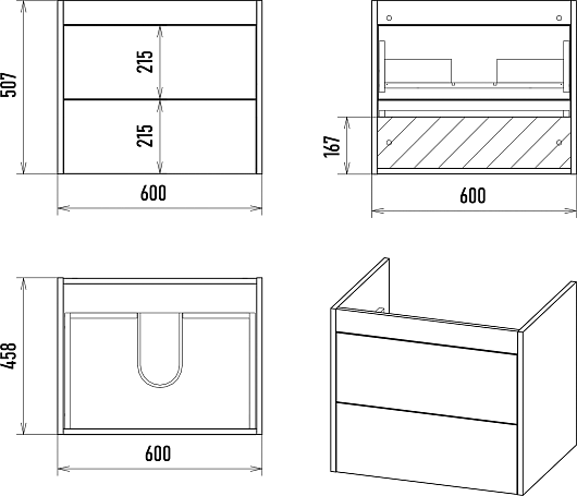 Brevita Тумба с раковиной Greenwood 60 подвесная зеленая матовая/дуб галифакс олово – картинка-11