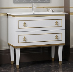  Мебель для ванной Порто 100 белый/золото – фотография-5
