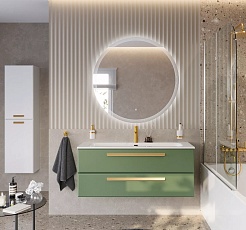 Cezares Тумба с раковиной Eco Cer-N 120 фисташковый софт CZR-8073-120 ручки сатиновое золото – фотография-3