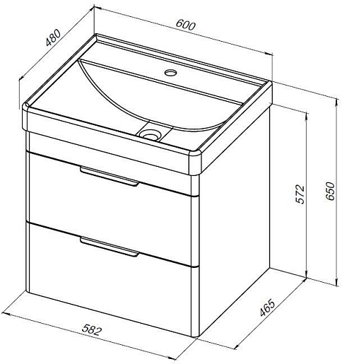 Aquanet Мебель для ванной Ирис New 60 2 ящика подвесная белая глянцевая – фотография-18