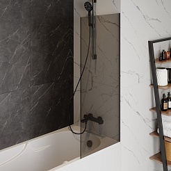 Teymi Шторка на ванну Timo 60x140 профиль черный матовый стекло тонированное – фотография-6