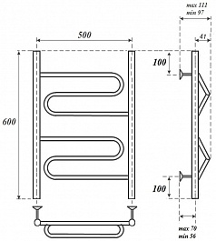 Point Полотенцесушитель водяной П2 500x600 PN01156 хром – фотография-3