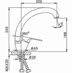 Frap Смеситель для кухни H13 F4113-7 черный – фотография-2