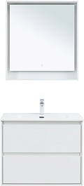 Aquanet Тумба с раковиной Милан 80 Flat подвесная белая – фотография-12