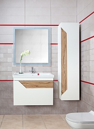 Бриклаер Мебель для ванной Брайтон 80 (Фостер) белая матовая/дуб кера – фотография-2