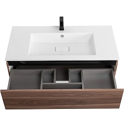 Cezares Тумба под раковину Slider 100 подвесная дымчатый орех – фотография-5