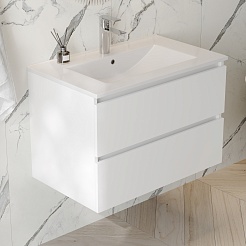 Teymi Тумба с раковиной Laina 75 подвесная белая матовая – фотография-2