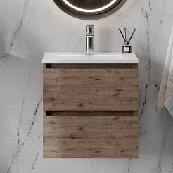 Teymi Тумба с раковиной Laina 50 подвесная дуб темный – фотография-3