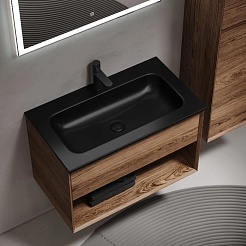 Sancos Мебель для ванной Marmi 1.0 80 дуб чарльстон чёрная раковина  – фотография-6