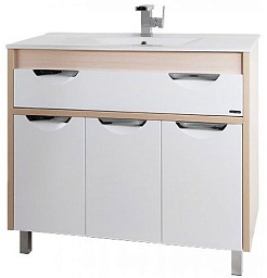 Водолей Тумба с раковиной "Габи 120" белый/дуб – фотография-1