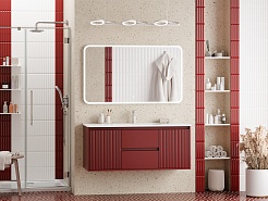 Brevita Тумба с раковиной Wine 120 подвесная бордовая – фотография-9