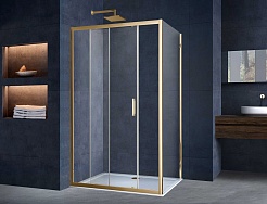 Vincea Душевой уголок Alpha 110x80 VSR-3AL8011CLG профиль брашированное золото стекло прозрачное – фотография-2