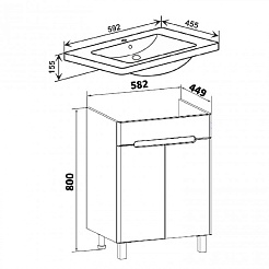 Runo Тумба с раковиной Парма 60 напольная, 2 двери – фотография-3