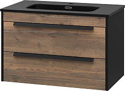 Brevita Тумба под раковину Monsour 80 подвесная дуб галифакс олово/черный кварц – фотография-2